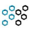 Ruiwaer 8PCS 17mm Thread Aluminum RC Wheel Nuts Aluminum Alloy Wheel Hex Hub Nuts, 4PCS Blue 4PCS Black view 1