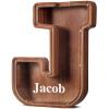 Customized Name Large Wooden Piggy Bank for Kids Boys Girls Alphabets Letter A-Z Coins Bills Money Change Bank Box Initial on Clear Cover (Laser Engraved) (Alphabet-J, Personalized-12) view 1