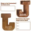 Customized Name Large Wooden Piggy Bank for Kids Boys Girls Alphabets Letter A-Z Coins Bills Money Change Bank Box Initial on Clear Cover (Laser Engraved) (Alphabet-J, Personalized-12) view 2