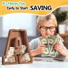Customized Name Large Wooden Piggy Bank for Kids Boys Girls Alphabets Letter A-Z Coins Bills Money Change Bank Box Initial on Clear Cover (Laser Engraved) (Alphabet-A, Personalized-12) view 3