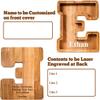 Customized Name Large Wooden Piggy Bank for Kids Boys Girls Alphabets Letter A-Z Coins Bills Money Change Bank Box Initial on Clear Cover (Laser Engraved) (Alphabet-E, Personalized-9") view 2