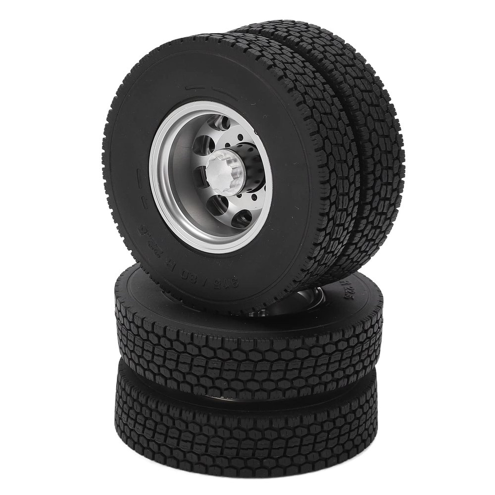 VGEBY RC Tires, 2pcs RC Rear Tires Strong Cushioning Performance, Remote Control Car Accessories for 1/14 Trailer Truck 7mm Rc Wheels