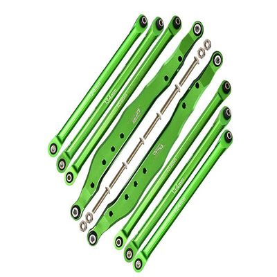 Axial 1/10 RBX10 Ryft 4WD Rock Bouncer Aluminum Upgrade Parts Combo Set A (Trailing Arms + Chassis Links) - Green