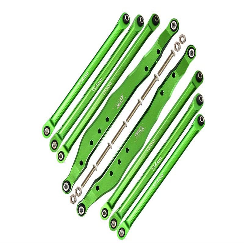 Axial 1/10 RBX10 Ryft 4WD Rock Bouncer Aluminum Upgrade Parts Combo Set A (Trailing Arms + Chassis Links) - Green
