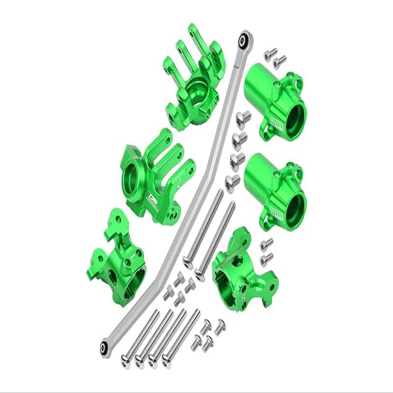 Axial 1/10 RBX10 Ryft 4WD Rock Bouncer Aluminum Upgrade Parts Combo Set B (Front C-Hubs + Front & Rear Knuckle Arms + Steering Rod) - Green