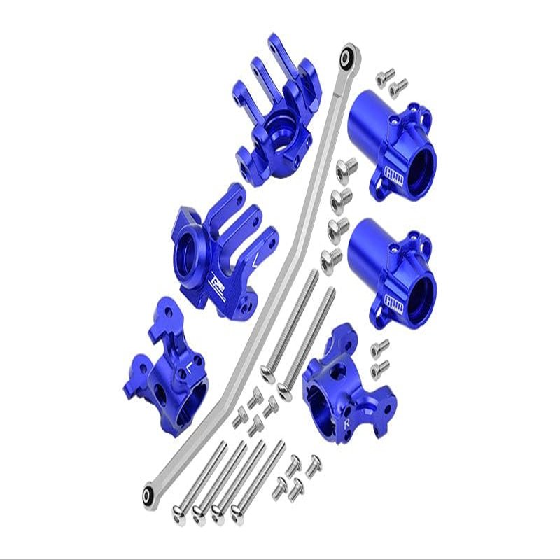 Axial 1/10 RBX10 Ryft 4WD Rock Bouncer Aluminum Upgrade Parts Combo Set B (Front C-Hubs + Front & Rear Knuckle Arms + Steering Rod) - Blue