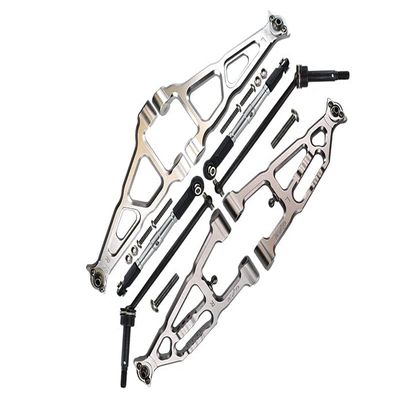 GPM For Losi 1/10 Baja Rey 4WD Desert Truck LOS03008 Aluminum Upgrade Parts Combo Set B (Front & Lower Upper Suspension Arms + Front Turnbuckle + Front CVD Shaft) - Silver
