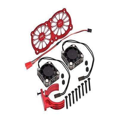 Aluminum 7075-T6 Motor Heatsink With Dual Metal Frame Cooling Fan And Adjustable Mount For 1:5 Arrma KRATON 8S BLX/OUTCAST 8S BLX/Traxxas X MAXX 6S / X MAXX 8S / 1:7 XO-01 - Red