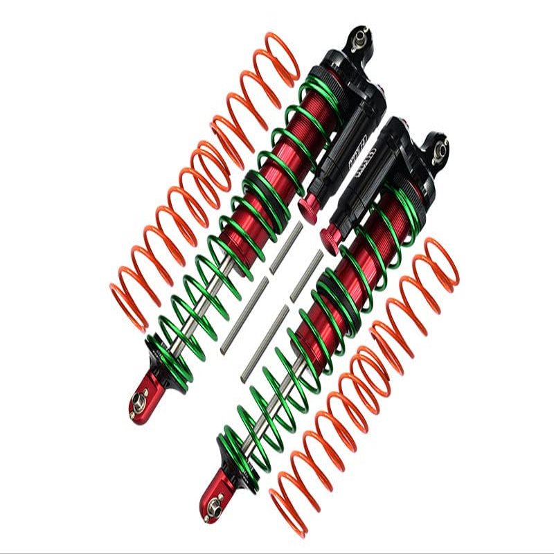 Aluminium 6061-T6 Front Or Rear L-Shape Piggy Back (Built-In Piston Spring) Adjustable Spring Dampers For 1:5 Traxxas X Maxx 6S / X Maxx 8S Monster Truck Upgrades - Red