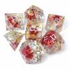 Sages Portal Enchanted Flowers DND Dice Set Resin Sharp Edge Polyhedral Dice for Dungeons and Dragons Pathfinder TTRPG (Red Flower) view 1