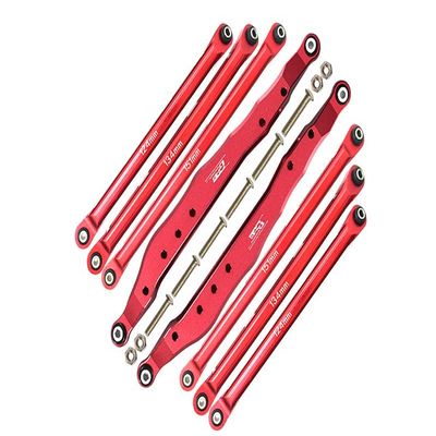 Axial 1/10 RBX10 Ryft 4WD Rock Bouncer Aluminum Upgrade Parts Combo Set A (Trailing Arms + Chassis Links) - Red