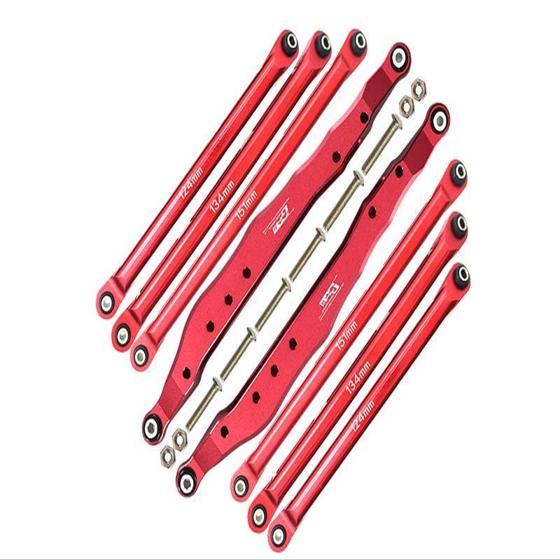 Axial 1/10 RBX10 Ryft 4WD Rock Bouncer Aluminum Upgrade Parts Combo Set A (Trailing Arms + Chassis Links) - Red