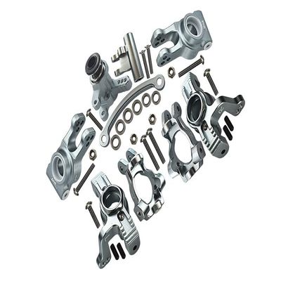GPM For Losi 1/10 Lasernut U4 Tenacity LOS03028 Aluminum Upgrade Parts Combo Set A (Front C-Hubs + Front & Rear Knuckle Arms + Steering Assembly) - Silver