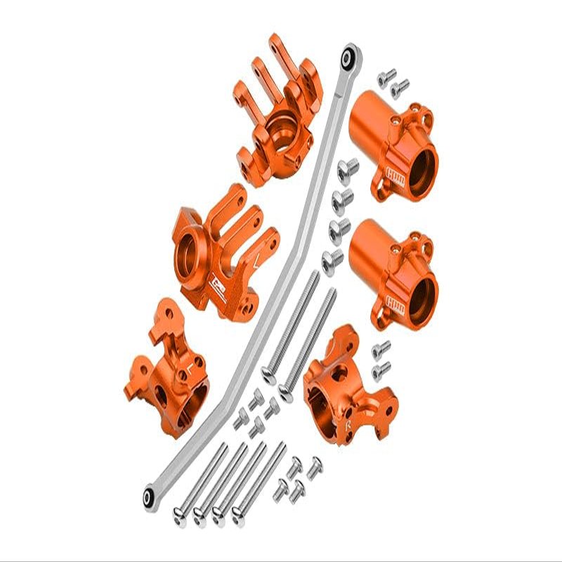 Axial 1/10 RBX10 Ryft 4WD Rock Bouncer Aluminum Upgrade Parts Combo Set B (Front C-Hubs + Front & Rear Knuckle Arms + Steering Rod) - Orange