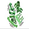 Aluminum Upgrade Combo Set A (C-Hubs + Knuckle Arms + Steering Assembly) For Traxxas 1/8 4WD Sledge Monster Truck 95076-4 - Green view 1