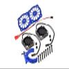 Aluminum 7075-T6 Motor Heatsink with Dual Metal Frame Cooling Fan and Adjustable Mount for 1:5 Arrma KRATON 8S BLX/Outcast 8S BLX/Traxxas X MAXX 6S / X MAXX 8S / 1:7 XO-01 - Blue view 1