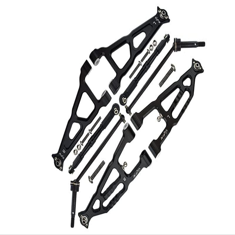 GPM For Losi 1/10 Baja Rey 4WD Desert Truck LOS03008 Aluminum Upgrade Parts Combo Set B (Front & Lower Upper Suspension Arms + Front Turnbuckle + Front CVD Shaft) - Black