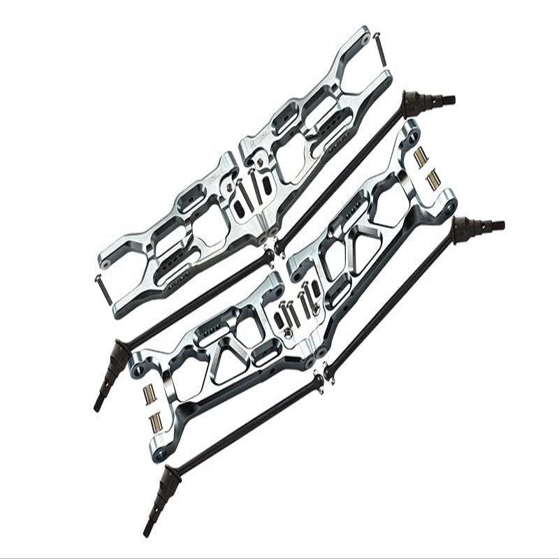 GPM For Losi 1/10 Lasernut U4 Tenacity LOS03028 Aluminum Upgrade Parts Combo Set B (Front & Rear Lower Arms + Front & Rear CVD Drive Shafts) - Silver