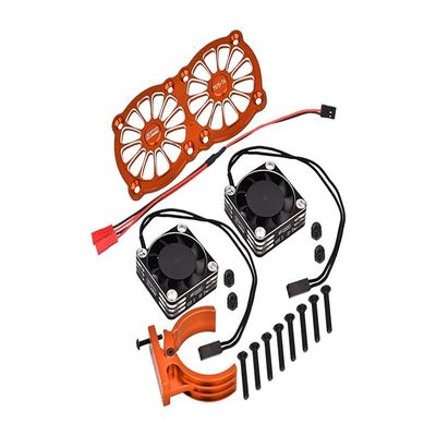 Aluminum 7075-T6 Motor Heatsink With Dual Metal Frame Cooling Fan And Adjustable Mount For 1:5 Arrma KRATON 8S BLX/OUTCAST 8S BLX/Traxxas X MAXX 6S / X MAXX 8S / 1:7 XO-01 - Orange