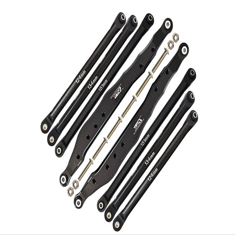 Axial 1/10 RBX10 Ryft 4WD Rock Bouncer Aluminum Upgrade Parts Combo Set A (Trailing Arms + Chassis Links) - Black