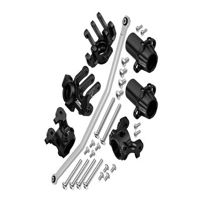 Axial 1/10 RBX10 Ryft 4WD Rock Bouncer Aluminum Upgrade Parts Combo Set B (Front C-Hubs + Front & Rear Knuckle Arms + Steering Rod) - Black