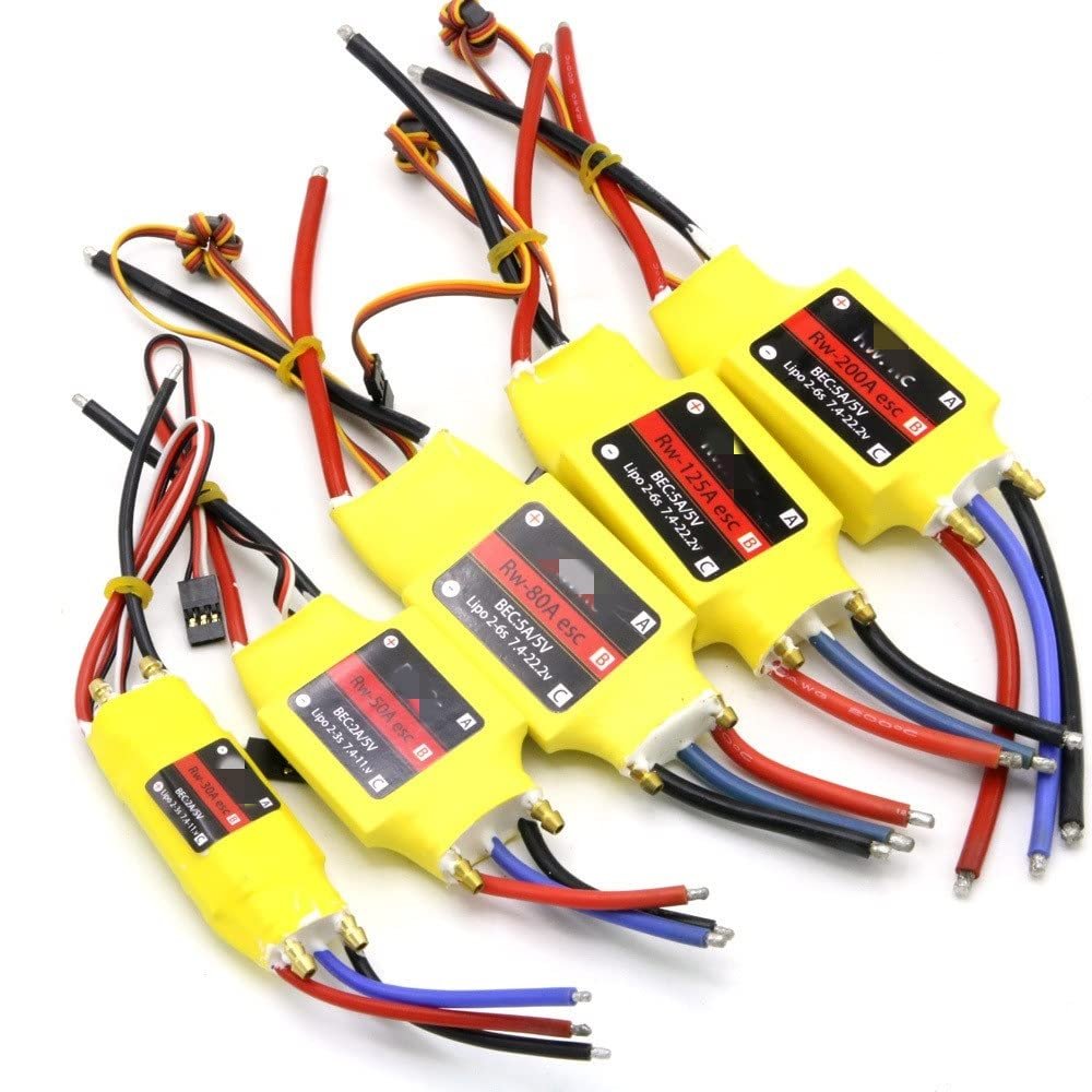 APEFIT RC Helicopter Aircraft Parts RC 2-6S 30A 50A 80A 100A 200A ESC 5V/3A 5V/5A UBEC Brushless Speed Controller Boat ESC with for UBEC for RC Boat Replaceable Accessories (Color : 100A ESC 7S)