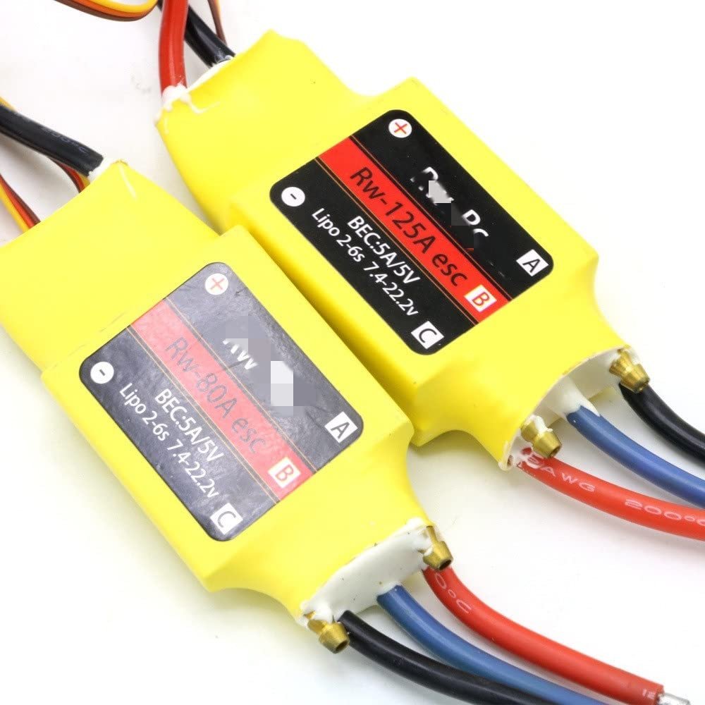 APEFIT RC Helicopter Aircraft Parts RC 2-6S 30A 50A 80A 100A 200A ESC 5V/3A 5V/5A UBEC Brushless Speed Controller Boat ESC with for UBEC for RC Boat Replaceable Accessories (Color : 80A ESC 7S)