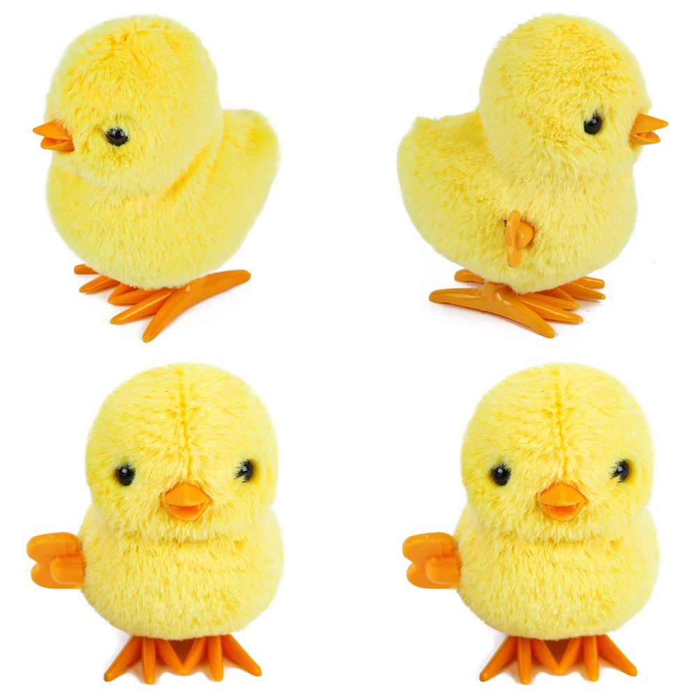 3 Otters 4PCS Wind Up Chick Toys, Cute Wind-Up Chicks Lifelike Plush Chicken Toys for Kids EasterGoodie Bags Treasure Chest Easter Party Favors Gifts