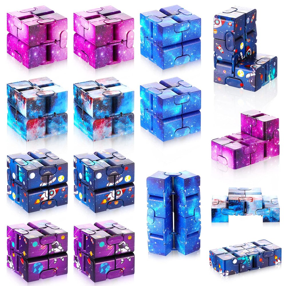 Zhanmai 30 Pcs Infinite Cubes Bulk Gifts Space Astronaut Sensory Stress Anxiety Relief Cool Hand Mini Kill Time Cube Stuffers for ADHD Adults, 5 Styles (Fresh Style)
