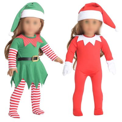 sweet dolly 18 inch Christmas Doll Clothes, 18 inch Christmas Elf Clothing Costume Santa's Little Helper Outfit for 18 inch Doll