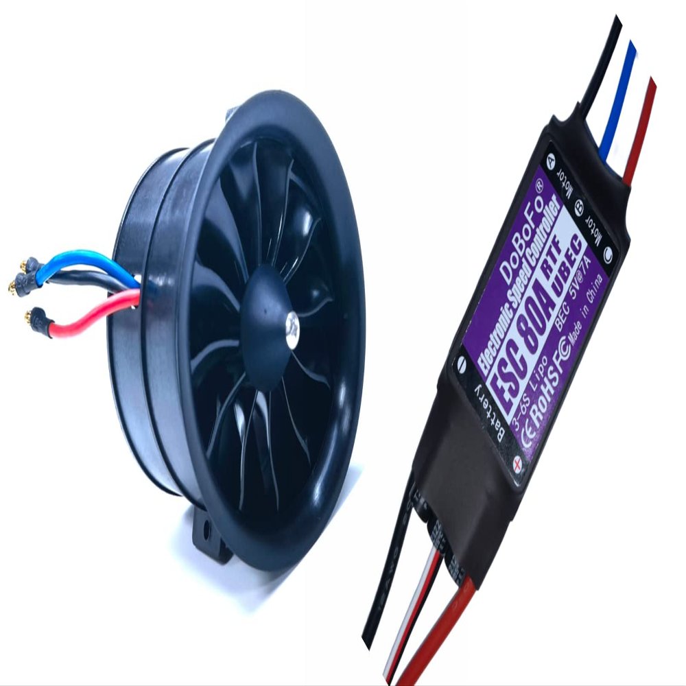 DoBoFo EDF 70mm pro CCW 4S 2800KV 16.8V 12 Blades with 80A ESC, Electric Ducted Fan with Electronic Speed Controller, RC Jet Engine Brushless Motor, Remote Control Model Replacement Airplane Parts DIY