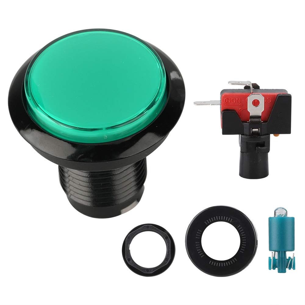 5v 100mm Dome Shaped Jumbo LED Illuminated Self resetting Push for Game Projects, Music DIY Projects Mame DIY Projects Red Color(Green)