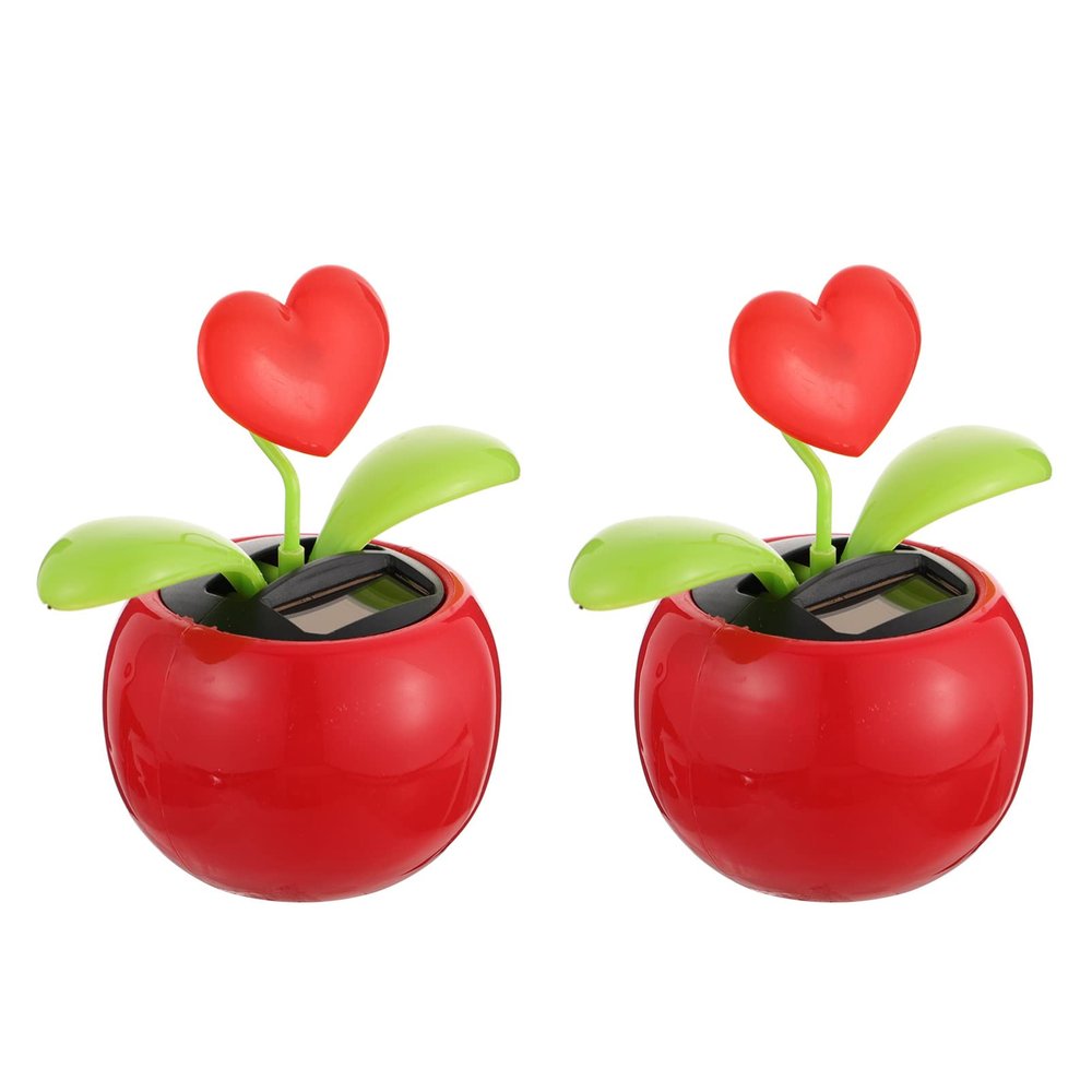 FAVOMOTO 2Pcs Car Dashboard Decoration - Solar Powered Dancing Solar Powered for Plastic Printable Decoration, Swinging Heart Sun