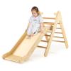 GLACER Toddler Triangle Ladder w/Ramp, 2-in-1 Wood Triangle Climbing Toy w/Gradient Adjustable Slide, Safety Handrails, Indoor/Outdoor Kids Play Gym Activity Climber for Home (Natural) view 1