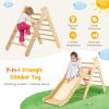 GLACER Toddler Triangle Ladder w/Ramp, 2-in-1 Wood Triangle Climbing Toy w/Gradient Adjustable Slide, Safety Handrails, Indoor/Outdoor Kids Play Gym Activity Climber for Home (Natural) view 2