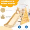 GLACER Toddler Triangle Ladder w/Ramp, 2-in-1 Wood Triangle Climbing Toy w/Gradient Adjustable Slide, Safety Handrails, Indoor/Outdoor Kids Play Gym Activity Climber for Home (Natural) view 3