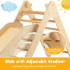 GLACER Toddler Triangle Ladder w/Ramp, 2-in-1 Wood Triangle Climbing Toy w/Gradient Adjustable Slide, Safety Handrails, Indoor/Outdoor Kids Play Gym Activity Climber for Home (Natural) view 4