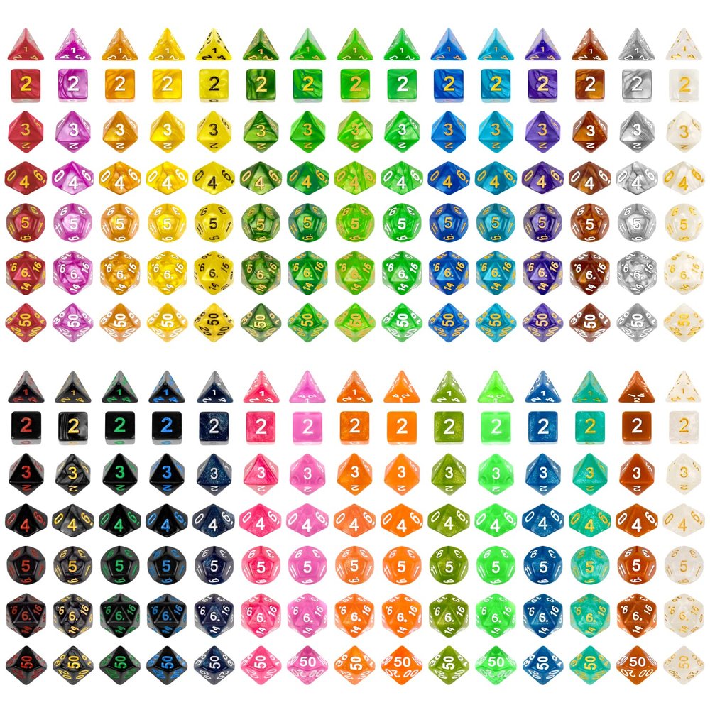 30 Set DND Double-Colors Polyhedron Dice Set for Dungeons and Dragons D&D RPG MTG Table Games D4 D6 D8 D10 D% D12 D20 30 Colors Dice (210 Pieces)