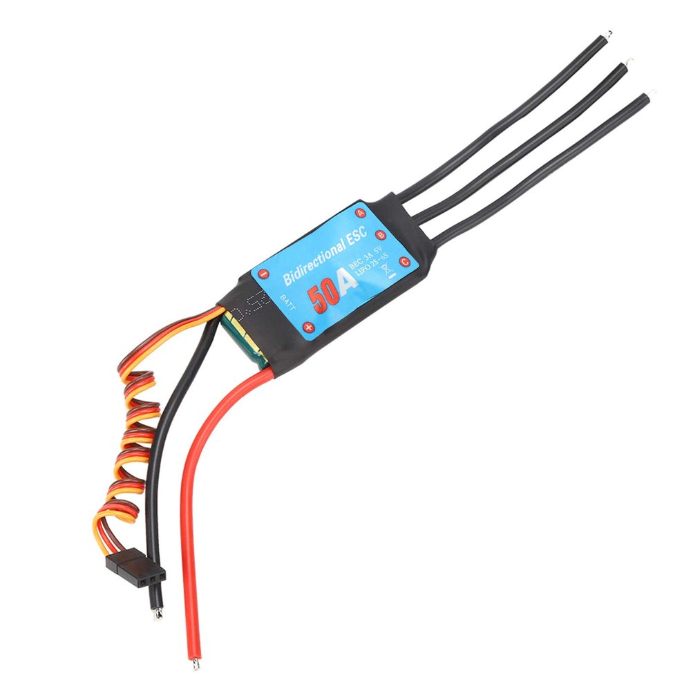 20A/30A/40A/50A/60A RC Brushless Motor ESC Electric 2-6S Speed Controller,UBEC 2A/3A 5V,1:1 Power Output,for RC Ship Underwater Propeller,Right to Motor,Left to Power (50A)