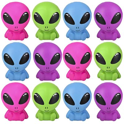 12 - Bright Alien 4.25" Squishy Slow Rise Foam - Scented Sensory, Stress, Fidget Toy Memory Foam Expands (Bulk - 12 Aliens (1 Dozen))