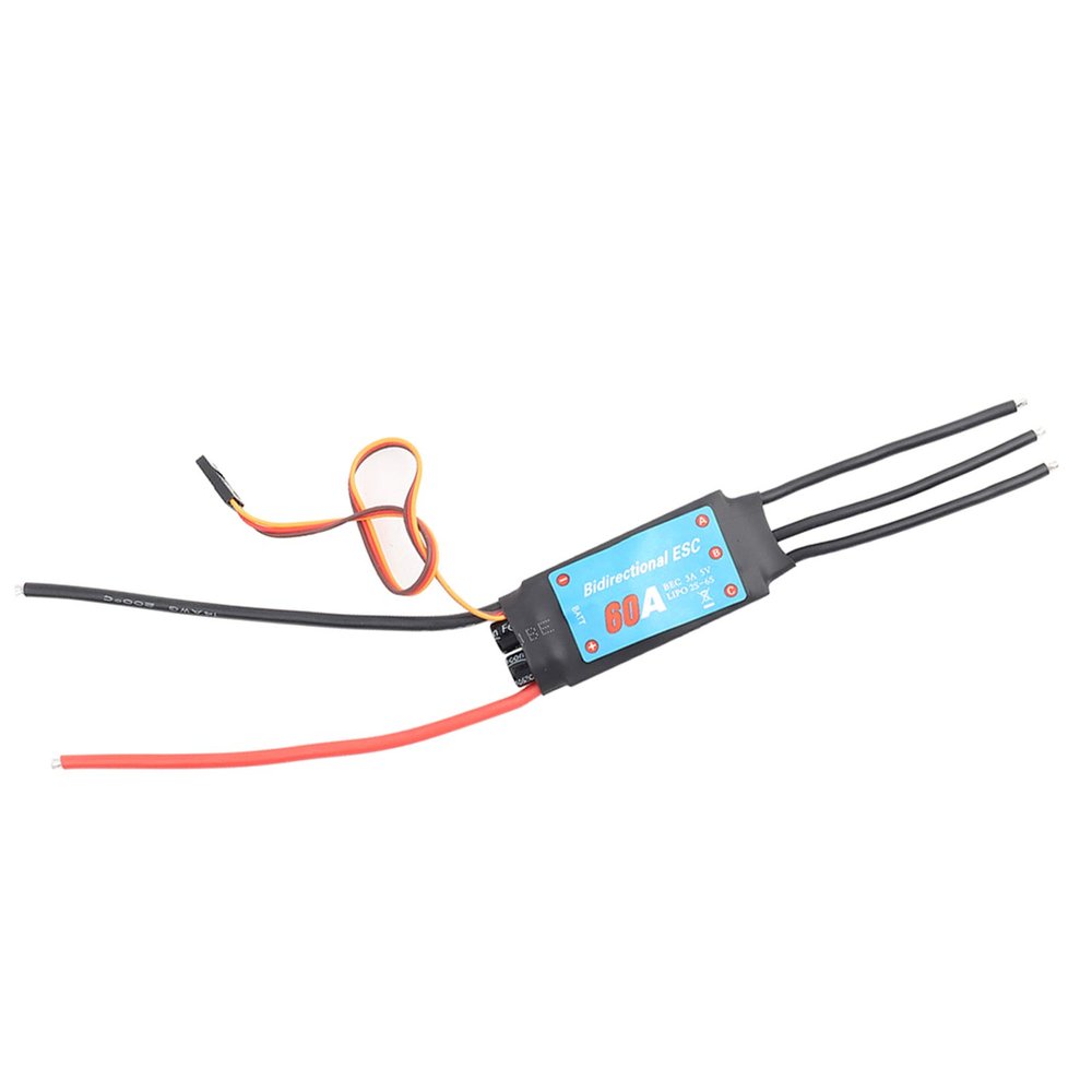 20A/30A/40A/50A/60A RC Brushless Motor ESC Electric 2-6S Speed Controller,UBEC 2A/3A 5V,1:1 Power Output,for RC Ship Underwater Propeller,Right to Motor,Left to Power (60A)