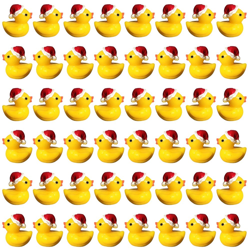 EOMTUR 50PCS Mini Christmas Ducks Exquisite Mini Duck Figures Small Rubber Ducks for Reunion Decoration Birthday Bath Cake Ornament (Yellow)