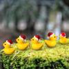 EOMTUR 50PCS Mini Christmas Ducks Exquisite Mini Duck Figures Small Rubber Ducks for Reunion Decoration Birthday Bath Cake Ornament (Yellow) view 3