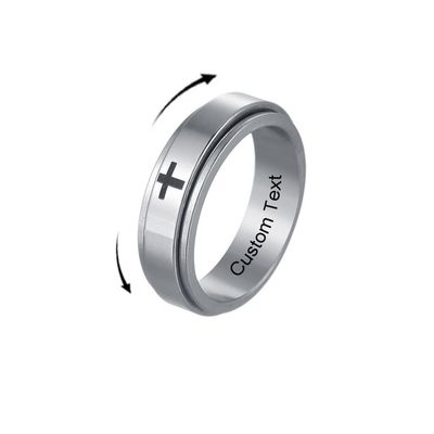 jolinsy Stainless Steel Spinner Anxiety Gifts Personalized Star Band Engraved Teen Boys Ring Spinner Anxiety Relief Items Bands Moon Anxiety Relief Items Gift