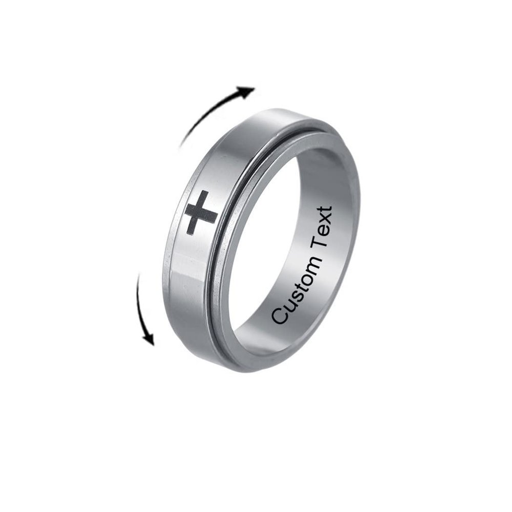 jolinsy Stainless Steel Spinner Anxiety Gifts Personalized Star Band Engraved Teen Boys Ring Spinner Anxiety Relief Items Bands Moon Anxiety Relief Items Gift
