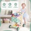 Asweets 2 in 1 Wooden Baby Walker Push and Pull Doll Stroller, Shopping Cart Learning Walker for Boys and Girls, Sit Stand Learning Toddler Toy (Green) view 3