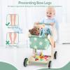 Asweets 2 in 1 Wooden Baby Walker Push and Pull Doll Stroller, Shopping Cart Learning Walker for Boys and Girls, Sit Stand Learning Toddler Toy (Green) view 4