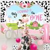 Holy Cow I I'M One Birthday Decorations for Boys Girls Cow 1st Birthday Decorations Kit Holy Cow I'm One Backdrop Black Cows Prints Glitter Banner Highchair Banner Cake Topper Number 1 Balloons (Pink) view 3