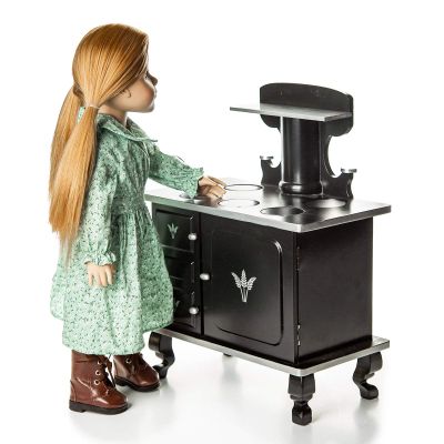 THE QUEEN'S TREASURES 18 Inch Doll Kitchen Furniture, Little House on The Prairie Fully Assembled Old Fashioned Wood Cook Stove, Oven, and Log Set, Compatible with American Girl 18 Inch Dolls
