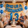 13th Birthday Decorations Blue for Boys, OMG UR A Teenager Happy 13th Birthday Banner Number 13 Star Foil Balloons with Blue Confetti Balloons for 13 Year Old Decorations Boys(13th) view 3